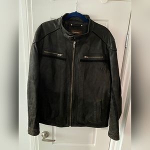 Danier Suede Dark Brown Jacket with Black Stripe